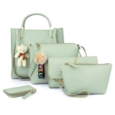 Light Green Qaafa Handbag (Set Of 4)