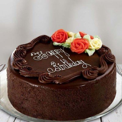 Rose Design Chocolate Birthday Cake
