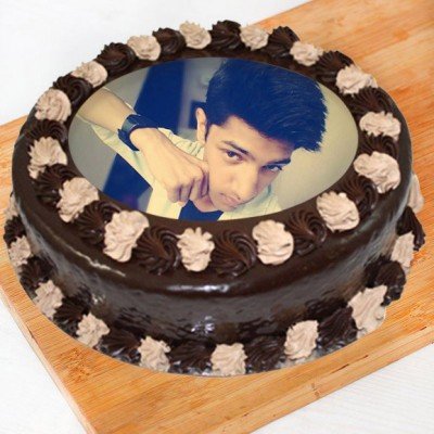 Round Shape Chocolate Photo Cake