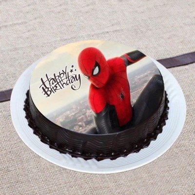Spiderman On Chocolate Photo Cake
