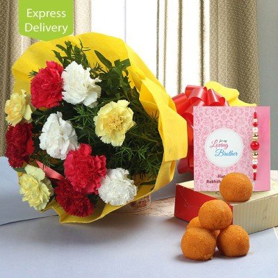 Rakhi with Flowers Online Delivery- Always Blessed Rakhi 
