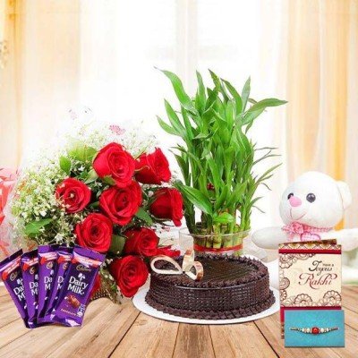 Rakhi with Flowers Online Delivery -Rakhi Jumbo Surprise 