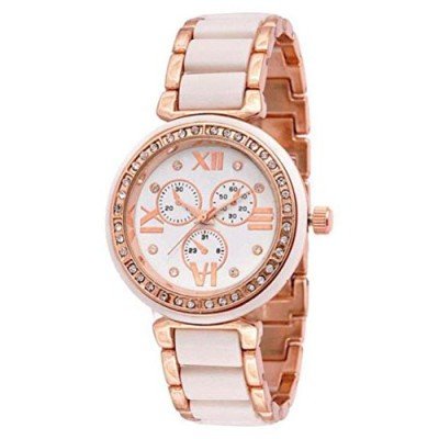 Online Gifts Delivery IIK Collection Analogue Rose Gold Dial-Silver Bracelet Girls-Womens Wrist Watch-OG-IIK-3057W