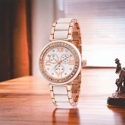 Online Gifts Delivery  Designer White & Gold Diamond Watch for Women
